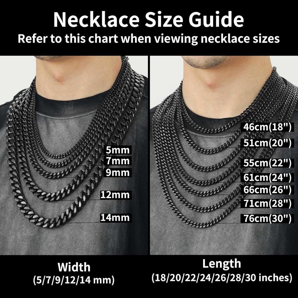 Men's 12mm Width Steel 18K Gold Plated Black Durable Hip Hop Cuban Chain Jewelry - Picture 6 of 7